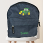Preview: Kindergartenrucksack dunkelblau mit Traktor und Namen "Tobias" bestickt -sofort lieferbar-